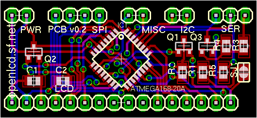 Eagle image of the OpenLCD PCB